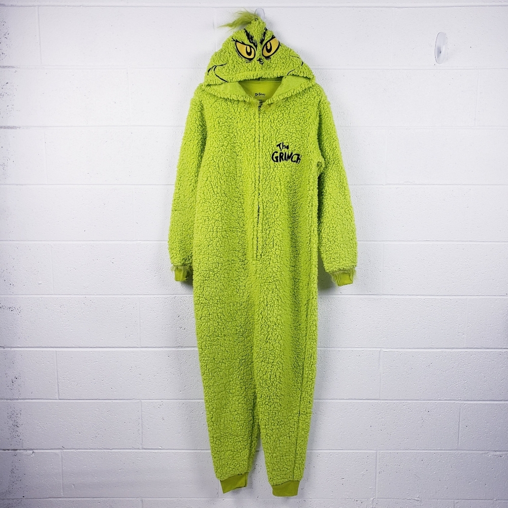 Dr. Seuss GRINCH Who Stole Christmas Pajama Sherpa Union Suit Costume Size Small